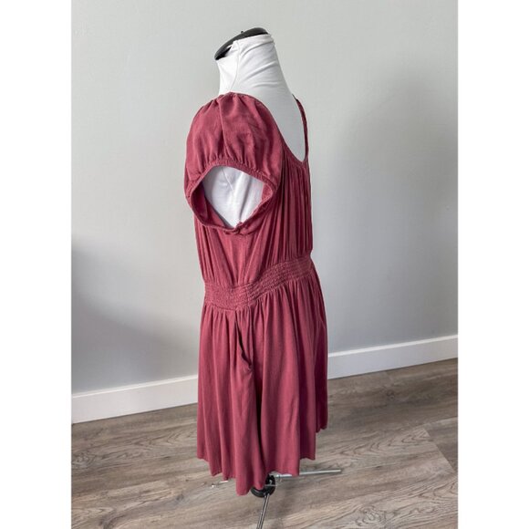 Torrid Mini Lenny Smocked Waist Dress in Wild Ginger Burgundy - Picture 11 of 12